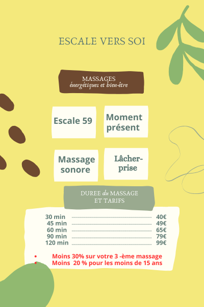 Vous désirez un massage d'une partie de votre corps ? choisissez votre temps de massage !